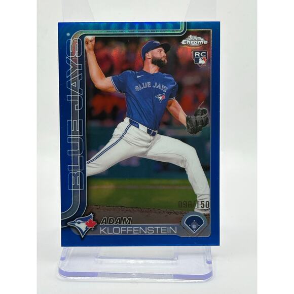 2025 Topps Chrome Adam Kloffenstein Rookie Blue Refractor 96/150 SP Blue Jays RC - Picture 1 of 2
